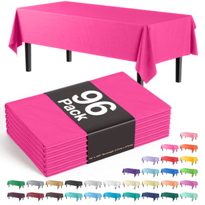 Premium Cerise Plastic Table Cover | Case of 96 - 54 In. x 108 In.