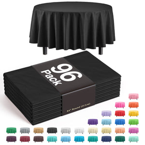 Premium Round Black Plastic Table Cover - 84 in. | Case of 96