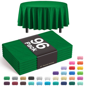 Premium Round Emerald Green Plastic Table Cover - 84 in. | Case of 96