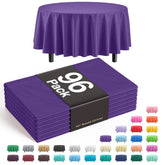 Premium Round Purple Plastic Table Cover | Case of 96