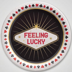 Casino "Feeling Lucky" Round Dessert Plates - 7" Paper, 8-Pack