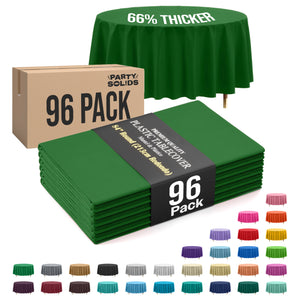 Premium Round Emerald Green Plastic Table Cover | 84 in. | Case of 96
