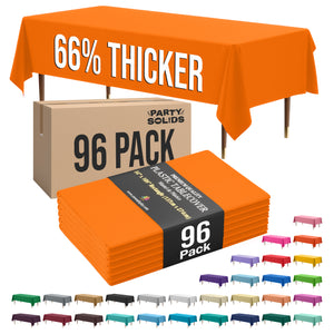 Premium Orange Plastic Table Cover | 54 in. x 108 in. | Case of 96