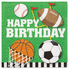 All-Star Sports Birthday Beverage Napkins - 5 In. X 5 In.
