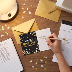 Black and Gold Birthday Invitation Cards