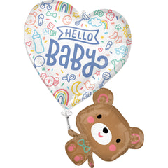 Sweet Baby Bear & Heart Foil Super Shape Balloon
