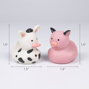 Barnyard Friends Rubber Duck Favors - Cow & Pig Designs, 8 Pack