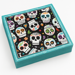 Vibrant Sugar Skull Halloween Luncheon Napkins - 6.5 In. x 6.5 In.