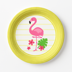 Tropical Flamingo Paper Plates - 6.75" Round