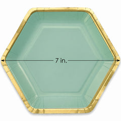Hexagonal Metallic Willow Party Plates - 7"