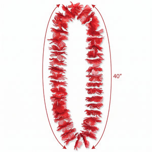 Vibrant Red Lei Necklace - 40" Tropical Accessory