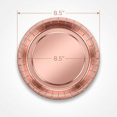 Rose Gold Metallic Paper Lunch Plates | 8.5" Round, 8|Pack