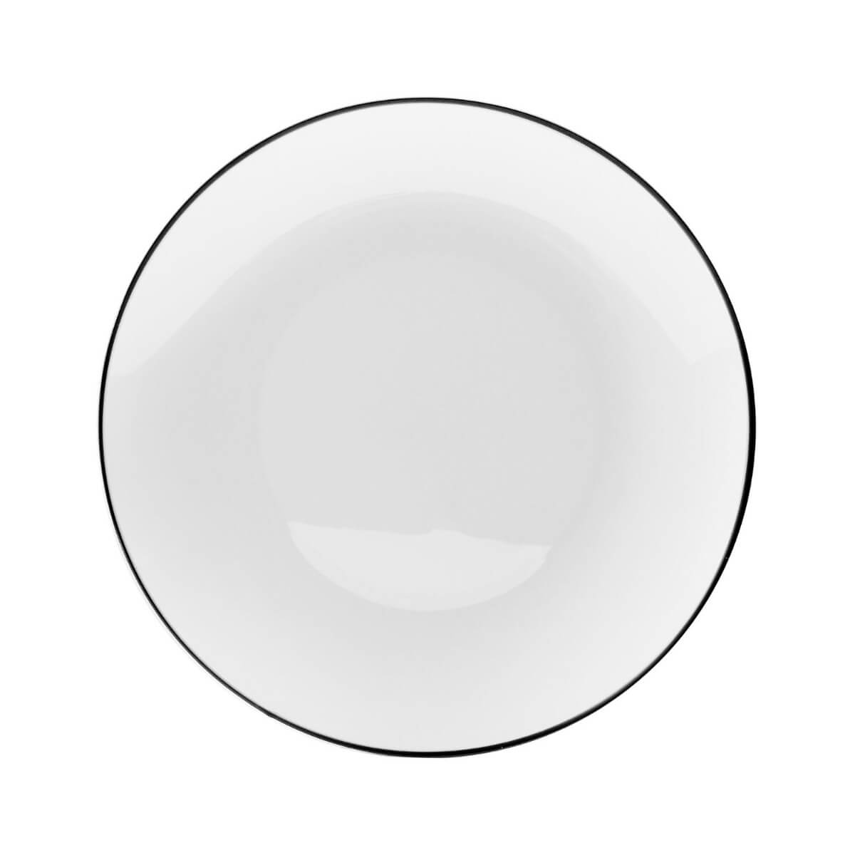 10 In. Classic White Design Plates Black Rim | 10 Count