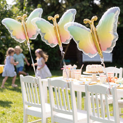 Vibrant Butterfly Satin Foil Balloon Set, 8-Inch, 3-Pack