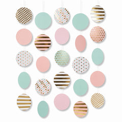 Pastel Circle Hanging String Decorations - 5 Pack