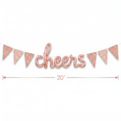 Rose Gold Sparkle Pennant Banner - 20 ft DIY Garland