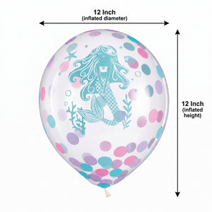 Shimmering Mermaid Confetti Latex Balloons, 12-Inch, 6-Pack