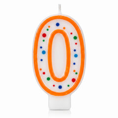 Colorful Polka Dot Number 0 Birthday Candle