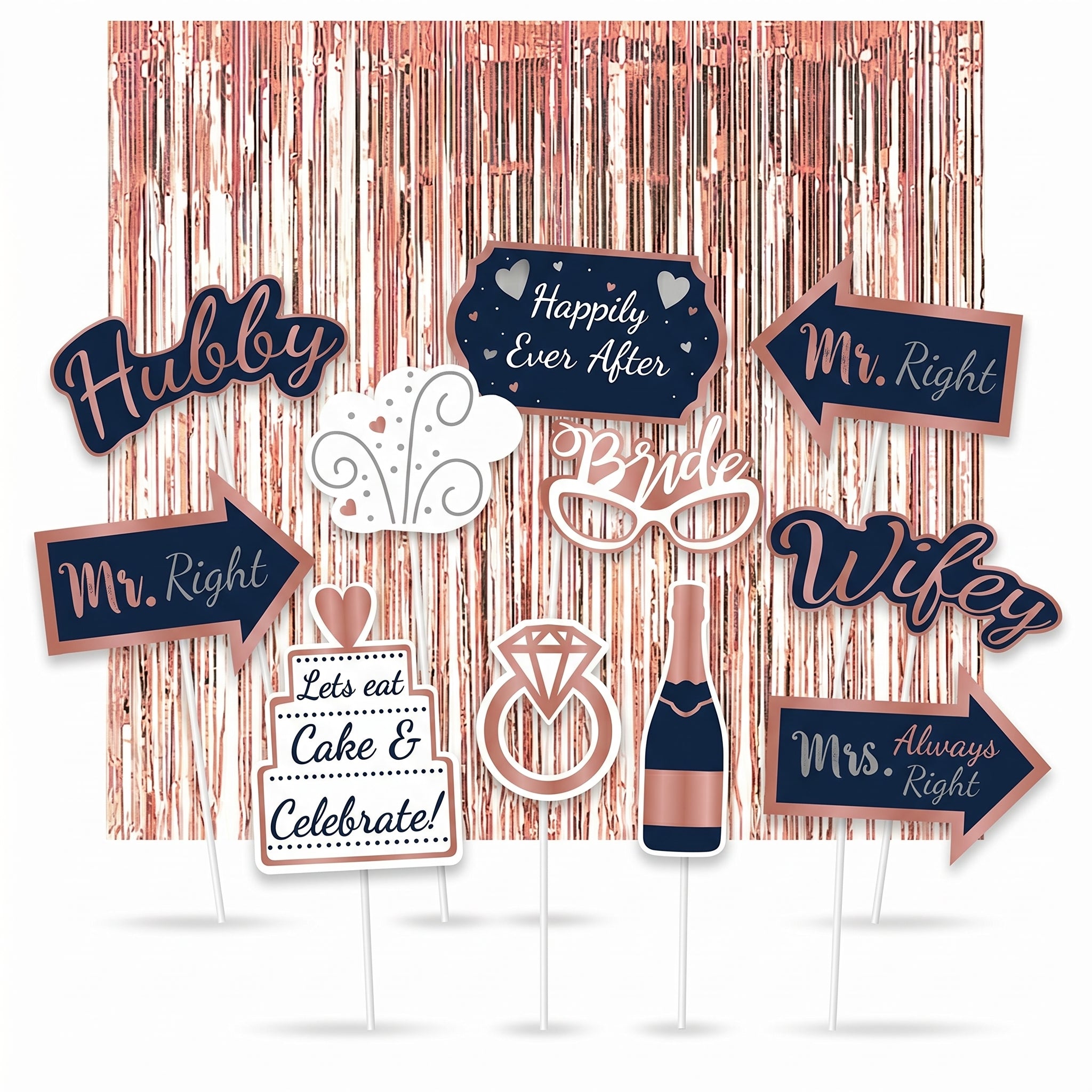 Navy Love Wedding Photo Booth Kit with Props