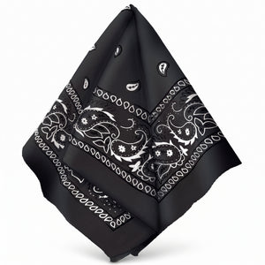 Classic Black Paisley Bandana - Versatile Wearable Accessory