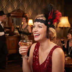 Glamorous 1920s Sequin & Feather Flapper Headband