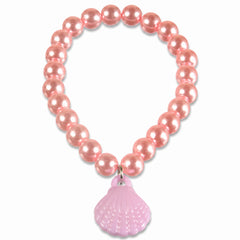 Shimmering Mermaid Bead Bracelets with Seashell Charm - 4 Pack