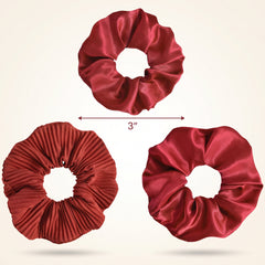 Vibrant Red Hair Scrunchies - 3 Pack