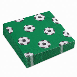 Soccer Theme Beverage Napkins - 40 Pack - 6.5 In. X 6.5 In.
