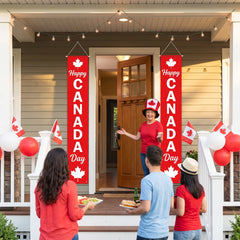 "Happy Canada Day" Hanging Door & Wall Flags, 2-Pack
