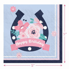 Saddle Up "Happy Birthday" Beverage Napkins - 16 Pack - 5 In. X 5 In.