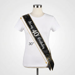 Black & Silver "It's My 40th Birthday" Sparkling Celebration Sash