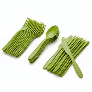 Kiwi Green Heavy-Duty Plastic Cutlery Set - 80 Count