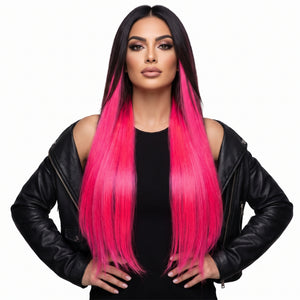 Neon Pink Under Color Hair Extensions