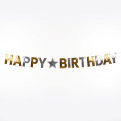 Giant Metallic Gold and Silver "Happy Birthday" Banner