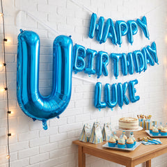 Royal Blue Letter U Foil Balloon - Super Shape