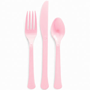 Pink Heavyweight Plastic Cutlery Set - 7.5 in. - 24 Count