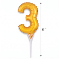 Gold Number 3 Foil Balloon Cake Topper