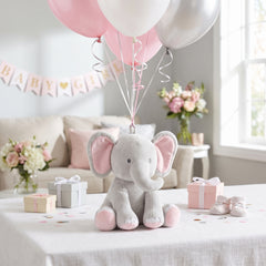 Elephant Plush Balloon Weight Accessory with Pink Accents