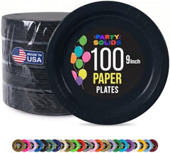 9 in. Black Paper Plates | 100 Count