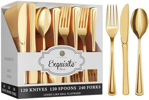 Exquisite Gold Classic Cutlery Combo | 120 Knives,120 Spoons, 240 Forks