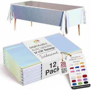 Iridescent Plastic Table Covers | 12 Count | 54 in. x 108 in.