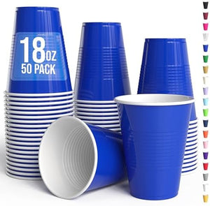 18 Oz. Dark Blue Plastic Cups | 50 Ct.