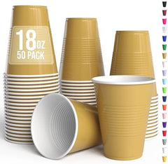 18 Oz. Gold Plastic Cups | 50 Ct.