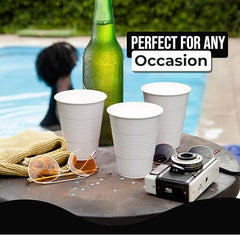 18 Oz. White Plastic Cups | 50 Ct.
