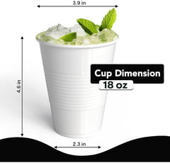 18 Oz. White Plastic Cups | 50 Ct.