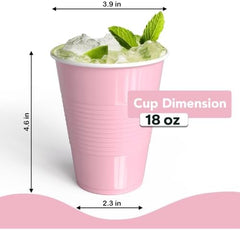 18 Oz. Pink Plastic Cups | 50 Ct.