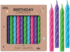Large Glitter Spiral Birthday Candles - Brights