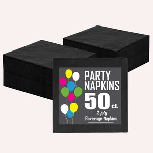 Black Beverage Napkins | 4.75 in. X 4.75 in. | 1800 Count