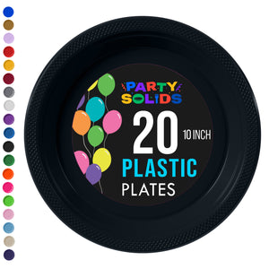 10 in. Black Plastic Plates | 20 Ct.