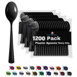 Heavy Duty Black Plastic Spoons - 7 in. | Case of 1200
